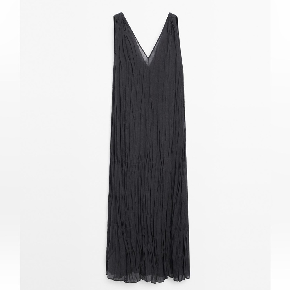 Elegant Grey pleated Sleeveless Dress